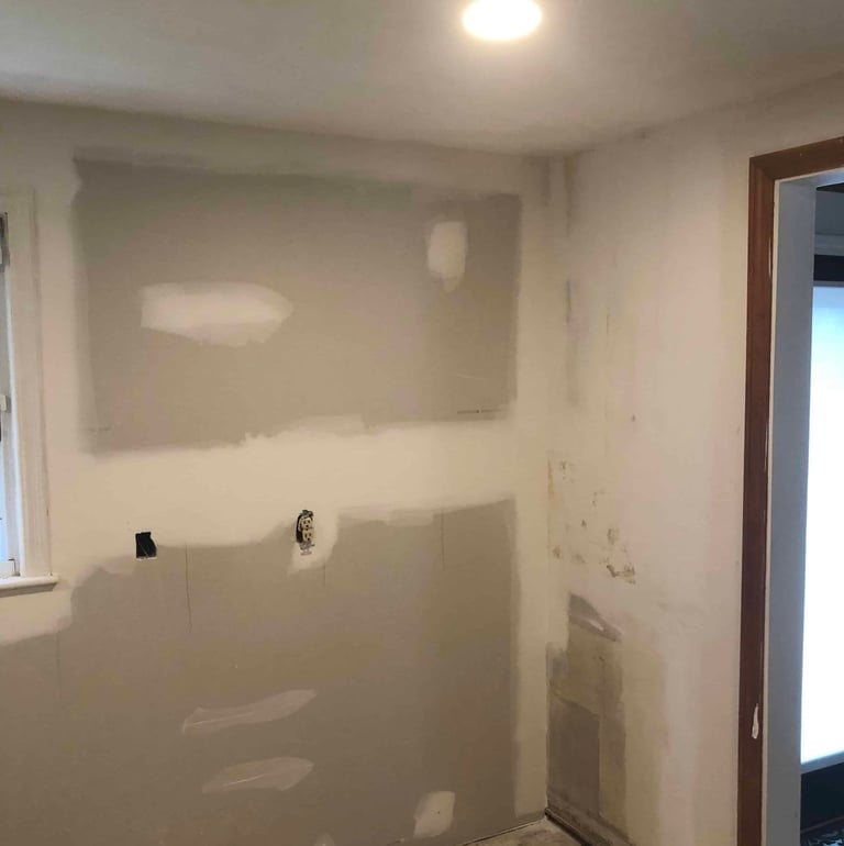 drywall repair in a bathroom
