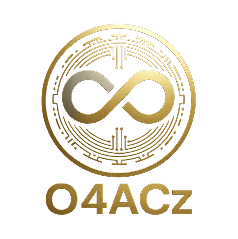 Gold crypto coin with infinity symbol