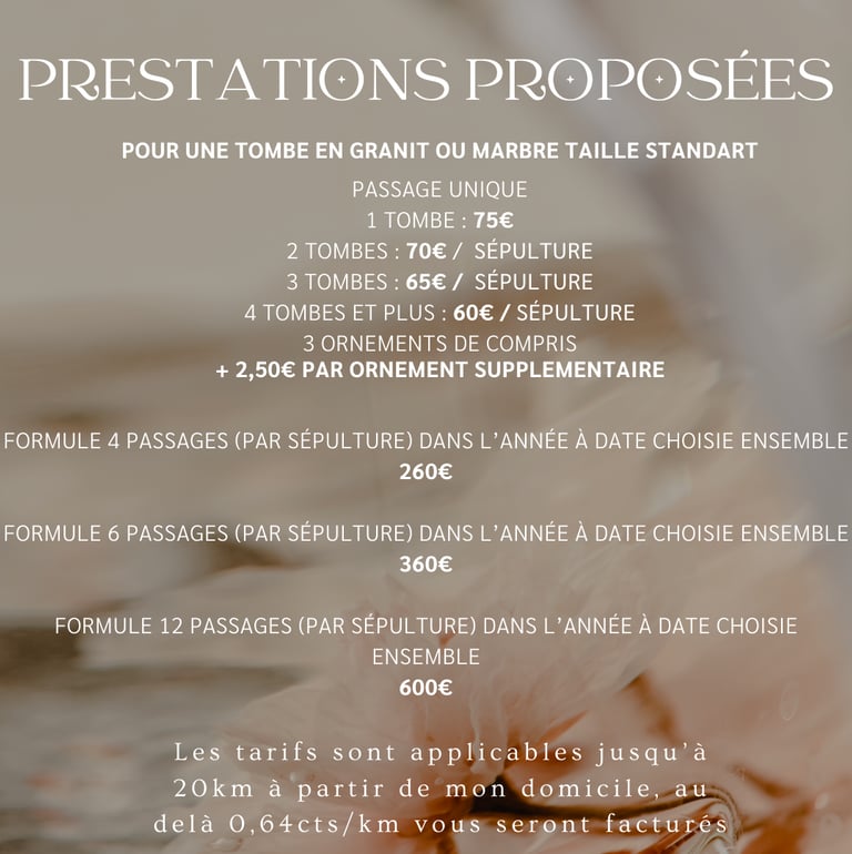 tarifs prestation nettoyage entretien sépulture