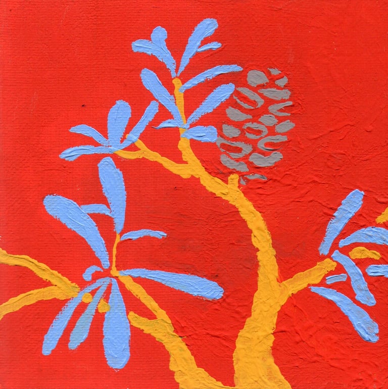 a painting of a banksia tree with a banksia on it