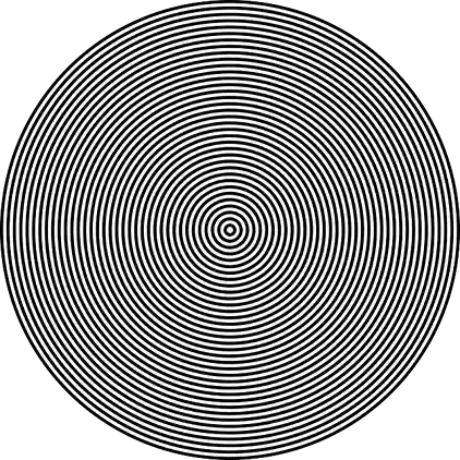 Nombreux cercles concentriques blancs et noirs à regader pour provoquer un effet hypnotique