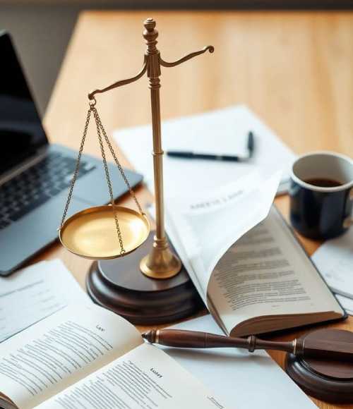 Balanza de derecho con libro alrededor