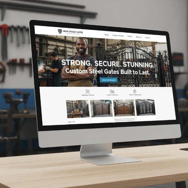 a computer monitor screen showing a desktop computer screen displaying a website page of someone sel