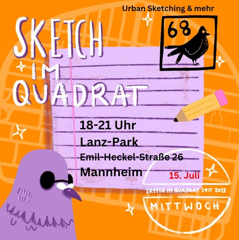 Flyer Urban Sketching in Mannheim im Lanz