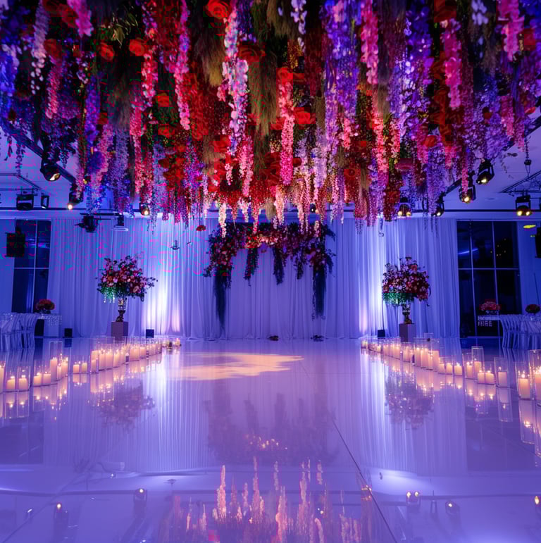 colourful hanging wisteria 