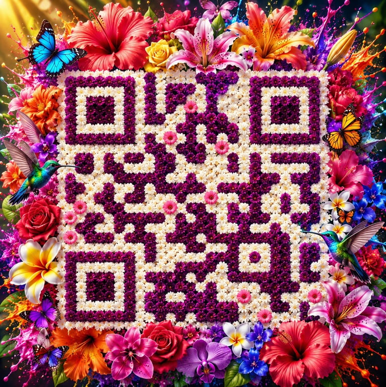 QR code made of flowers