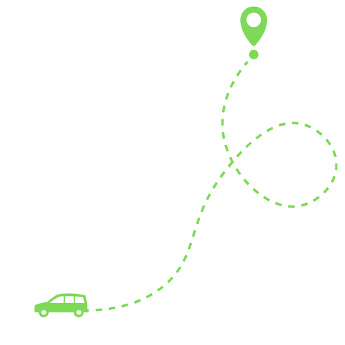 Um carro com ponteiro de mapa.