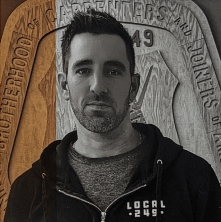 a man in a black and white photo of a man in a black and white