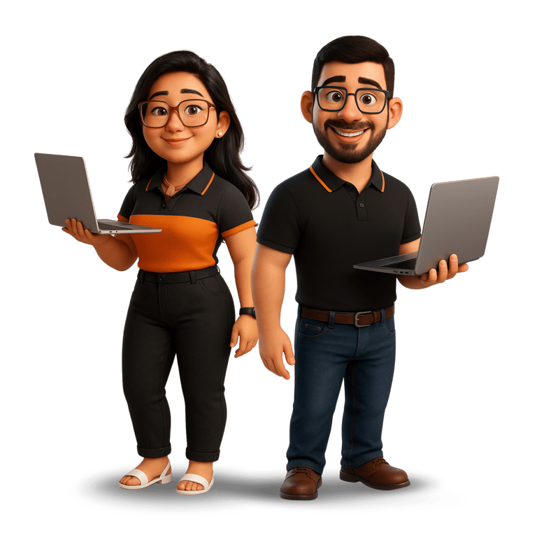 técnico de informática e mulher técnica de informática com notebook na mão