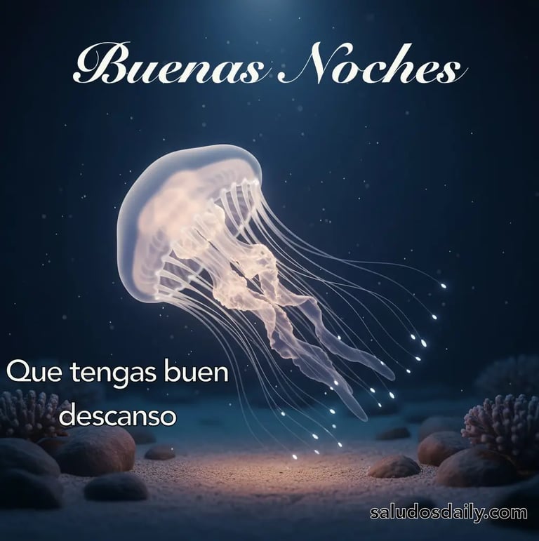 medusa luminiscente deseando buenas noches y buen descanso