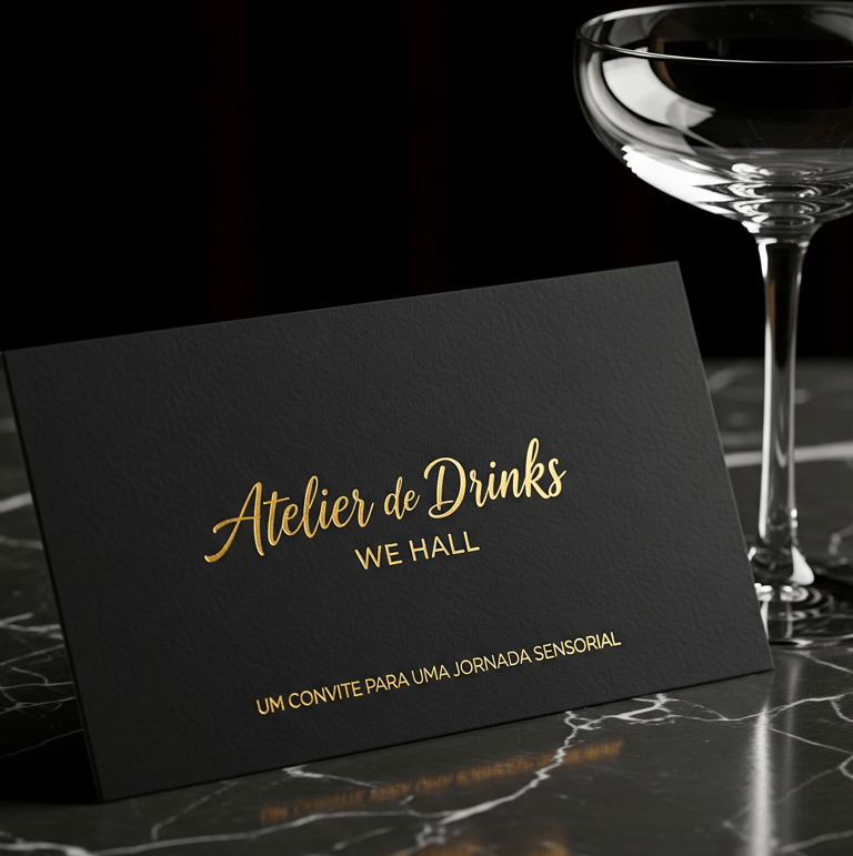 Convite ateliê drinks curso coquetelaria we hall beauty em bauru