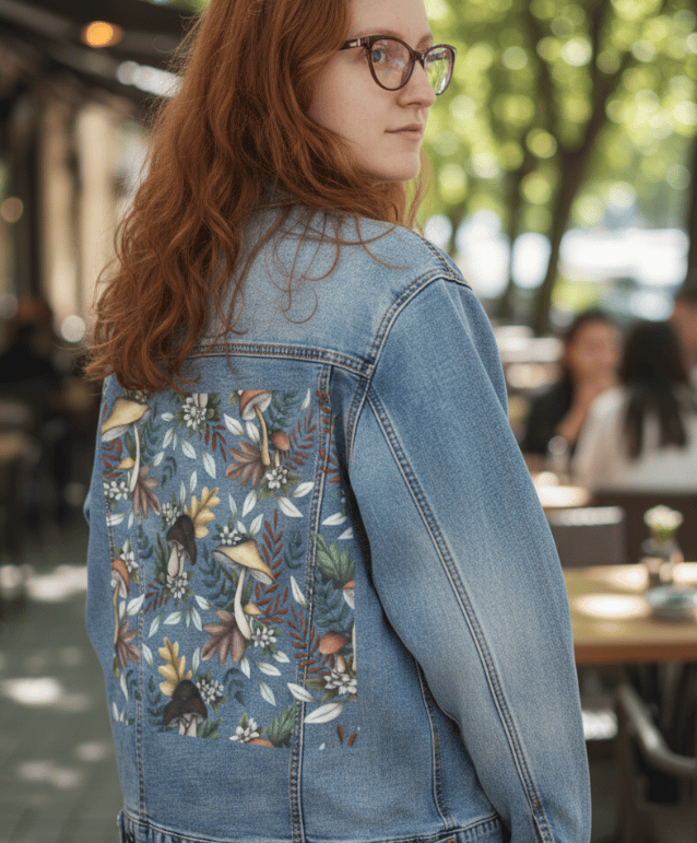 Girl wearing a printed jacket