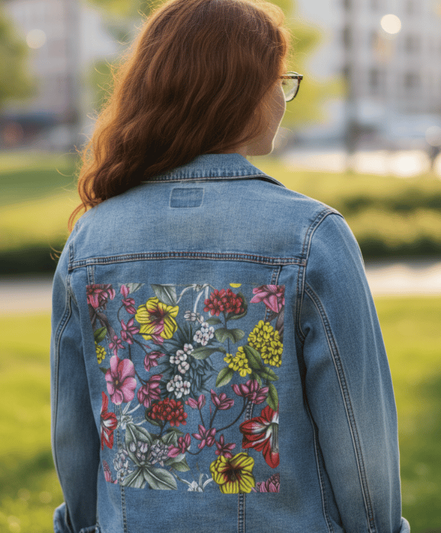 Girl wearing a printed jacket