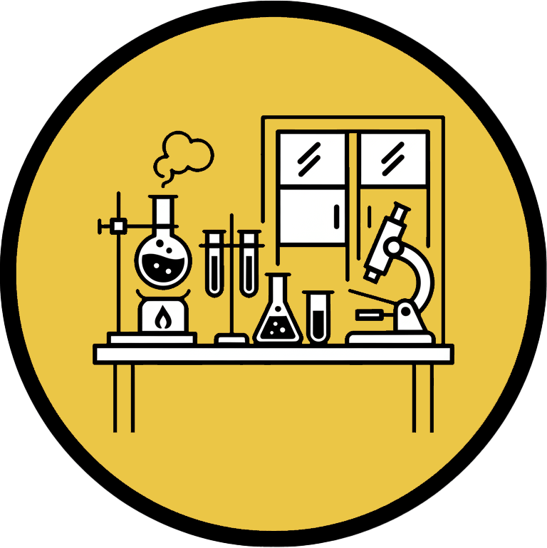 a lab with tubes and a microscope