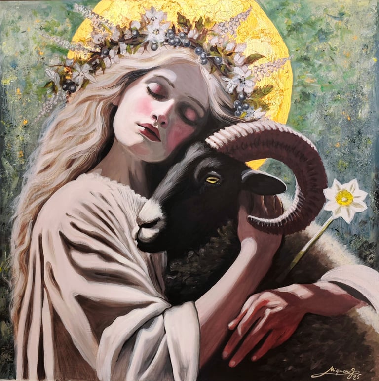 mignon janssen. auftragsarbeit in acryl. die weisse göttin