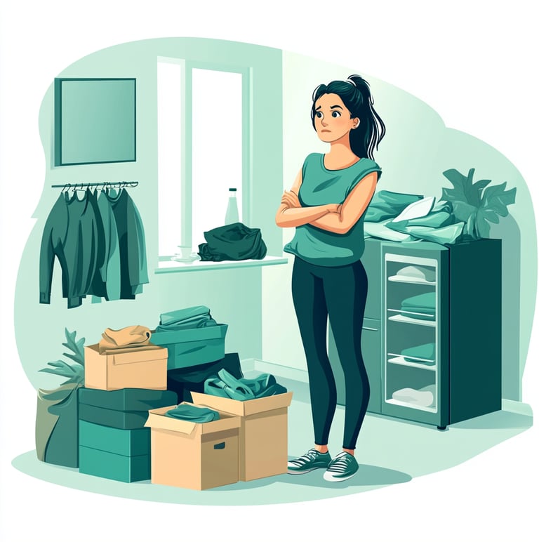 Estudiante preparando su ropa y pertenencias para almacenarlas durante el verano en Madrid