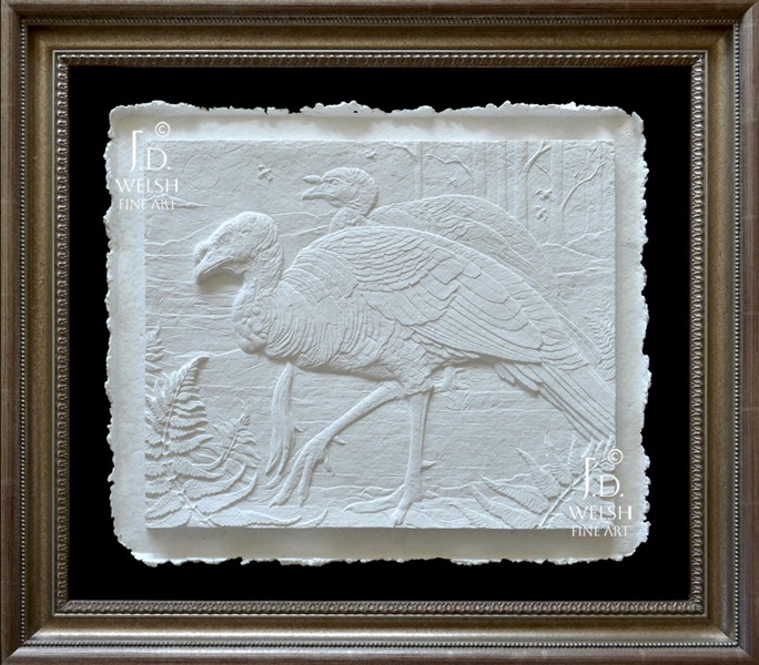 Toms' Evening Stroll - Carolina Wild Turkey Sculpture - Cast Cotton -Jeremiah D Welsh