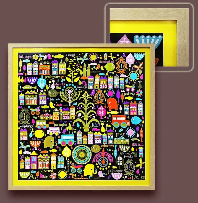 A collectors' silk scarf by peter hoe, framed by TFG frames gallery