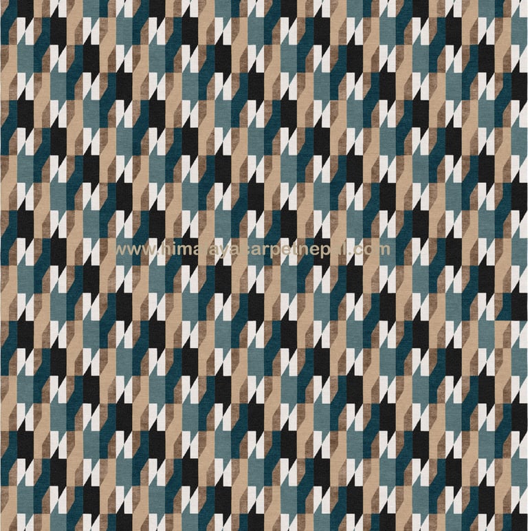Custom Rugs - Contemporary hand-knotted Tibetan rug featuring stylish houndstooth geometric pattern