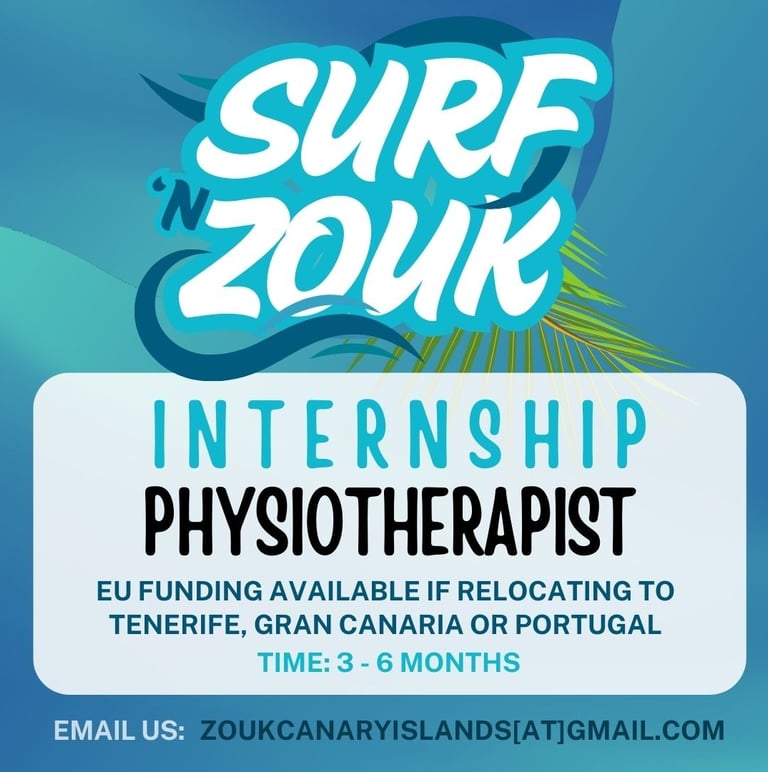 internship position for physiotherapist at Surf 'n Zouk dance events with EU funding possible