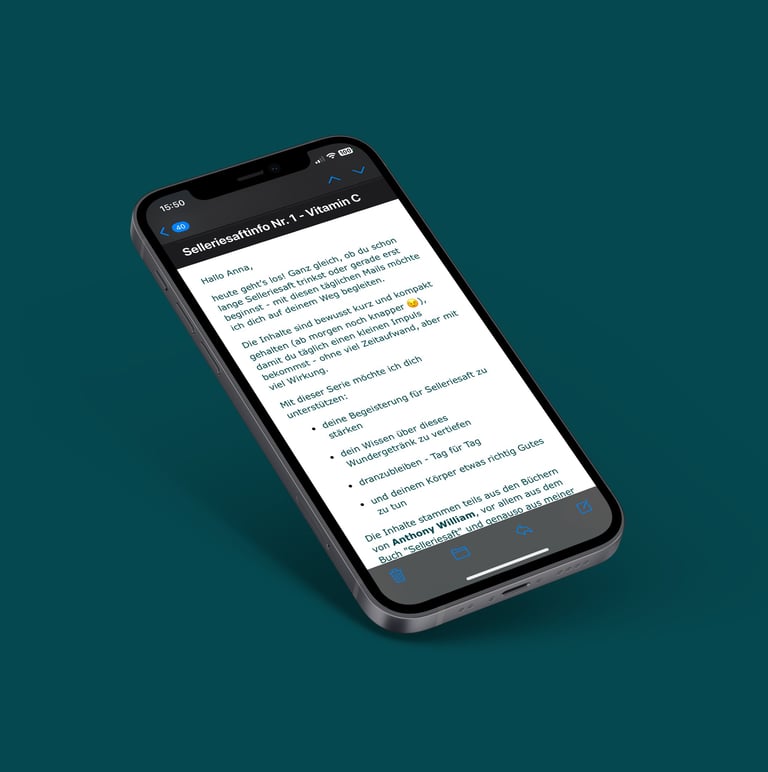 handy zeigt email vom emailkurs