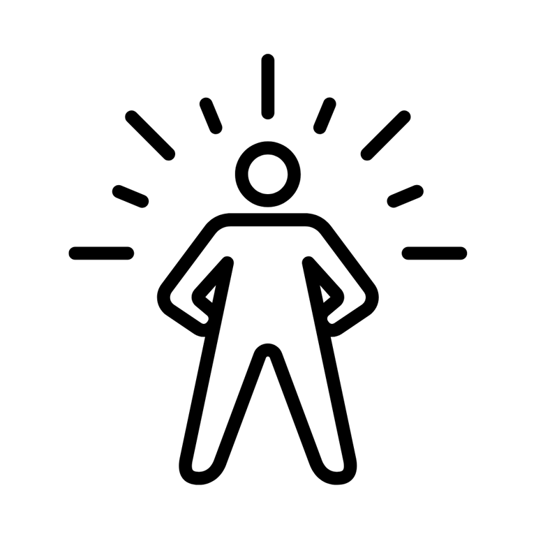 a man boasting/beaming