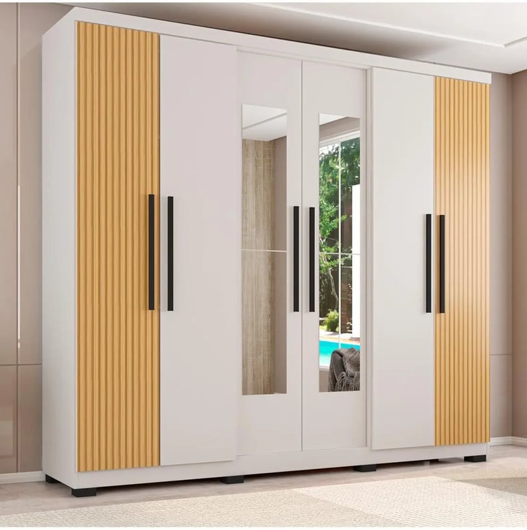 guarda-roupa de casal com 6 portas e 4 espelhos