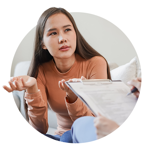 Young woman in a therapy session