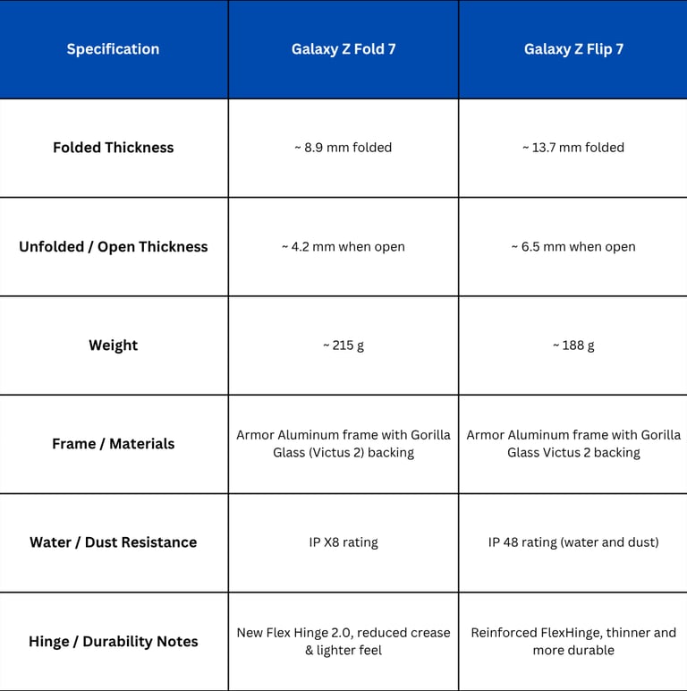 Design & Build Quality Galaxy Z Fold 7 & Galaxy Z Flip 7
