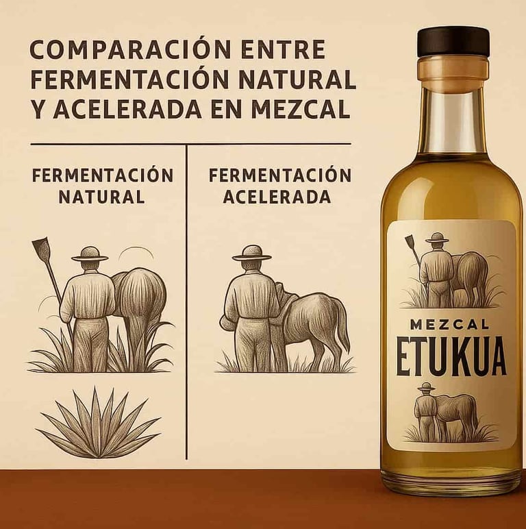 Proceso de fermentación natural del mezcal en tinas de madera artesanal