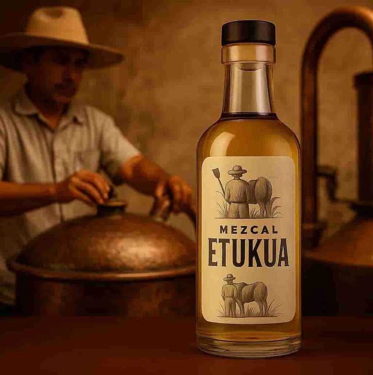 Maestro mezcalero supervisando destilación en alambique tradiciona