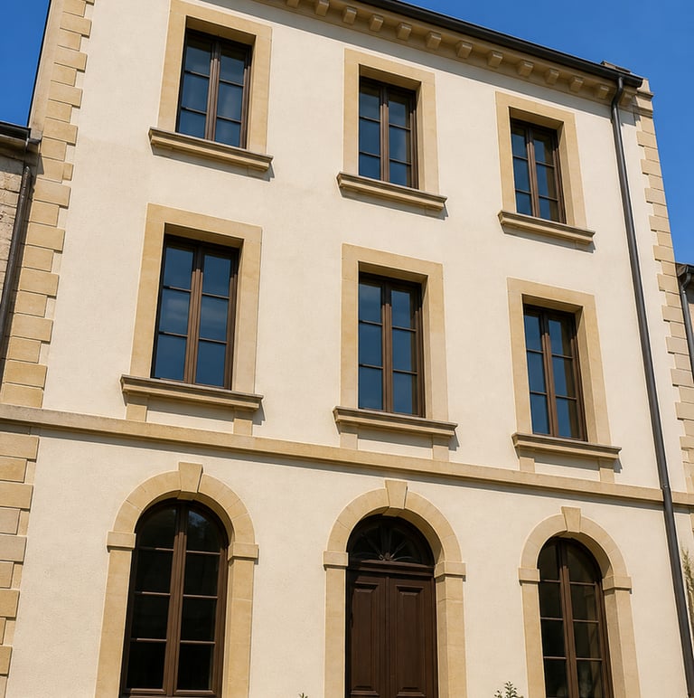 Façade maison rénovée – enduit isolant extérieur