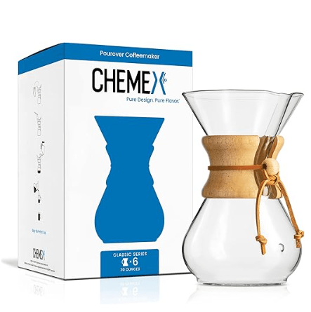 Chemex Classic Series pour-over borosilicate glass coffeemaker non-toxic zero plastic