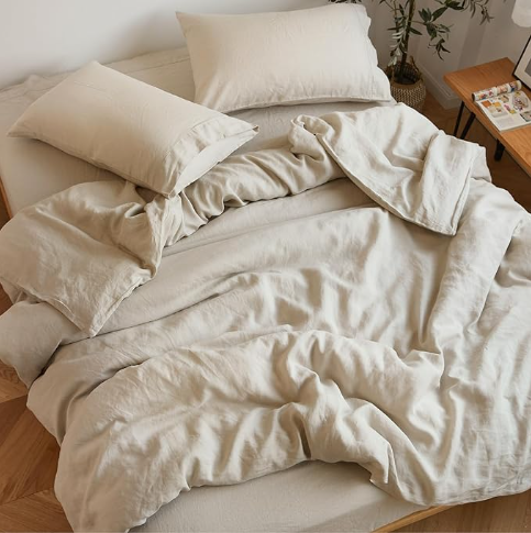 SIJO stone washed organic French linen sheet set