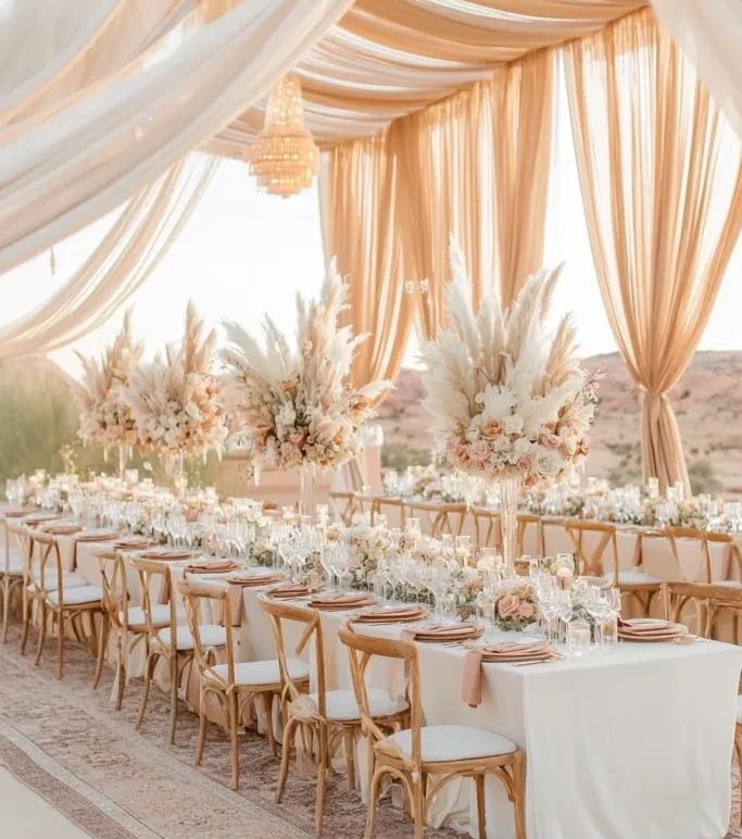 asztali dekoráció, szárazvirág, esküvői dekoráció