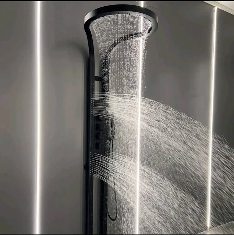 a shower head with a shower head and a shower head