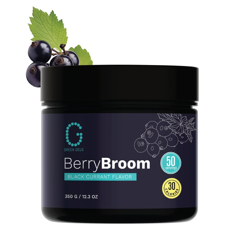 berry broom packaging of food supplement front view