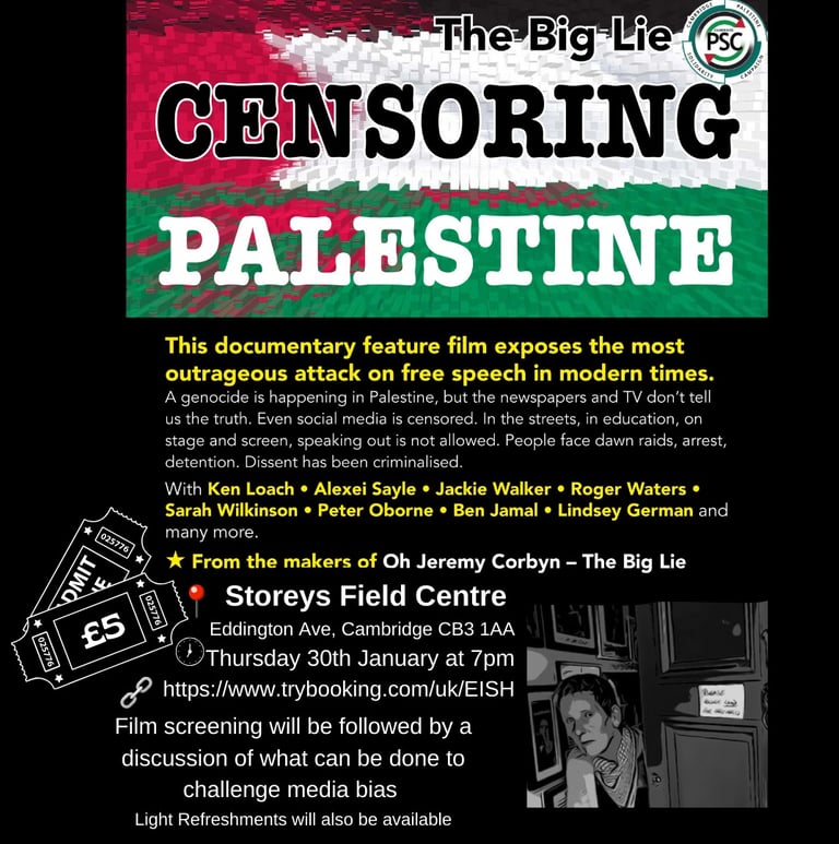 Censoring Palestine Film Screening January 30th Cambridge Palestine Censoring Palestine Film Screening January 30th Cambridge Palestine