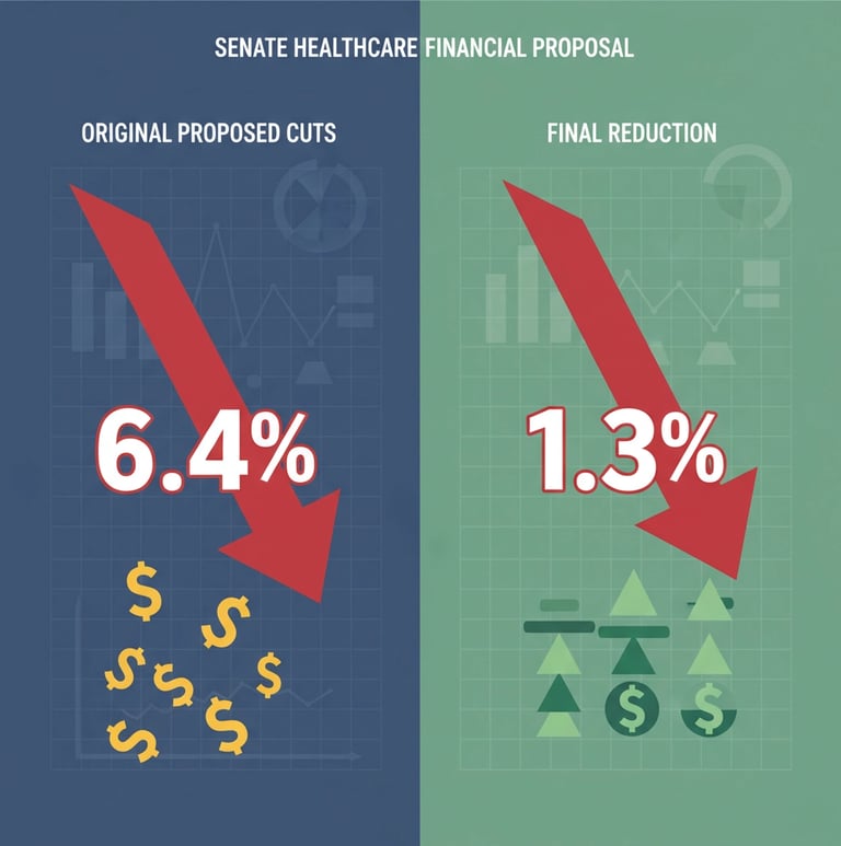 Financial analysis graphic displaying Medicare payment adjustment calculations and percentage change