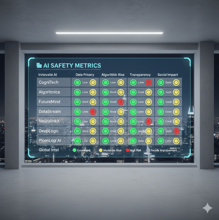 AI safety report card infographic comparing governance and risk best ai course