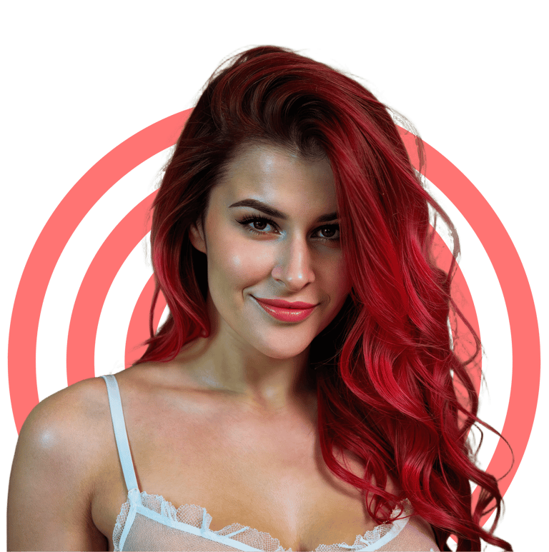 Red-haired AI influencer on Girz.ai, an example of a persona for monetization.