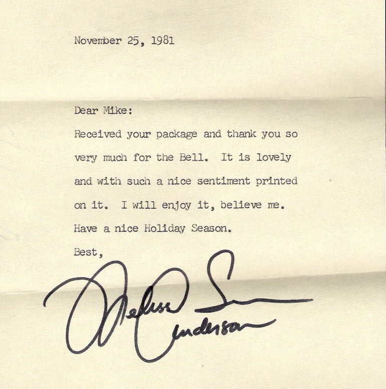 1981 letter from Melissa Sue Anderson