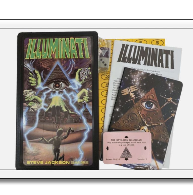 O primeiro jogo illuminati foi lançado em 1982 no formato Pocket Box (formato de bolso) pela SJG