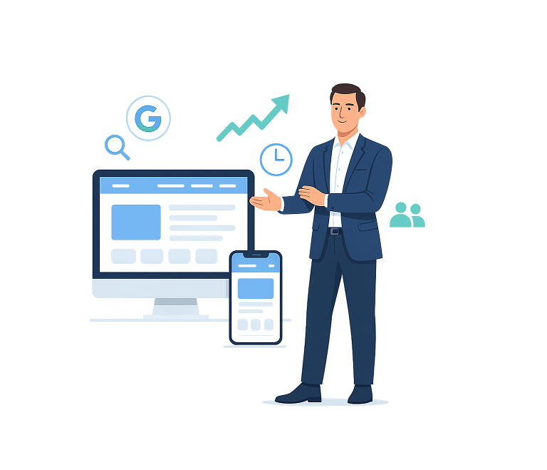 Création de site web professionnel pour artisans et entreprises — un expert présente un site moderne, responsive et optimisé