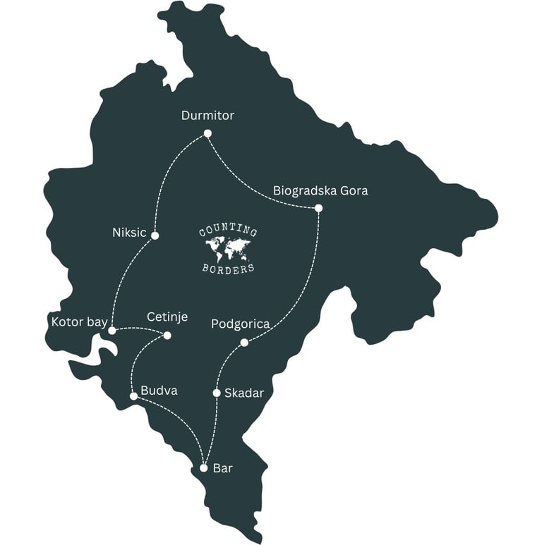 Montenegro route map