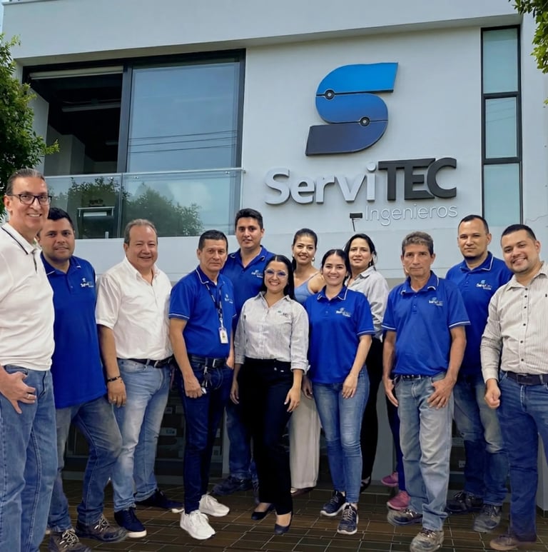 Equipo técnico y administrativo de Servitec Ingenieros frente a su sede principal en Cúcuta