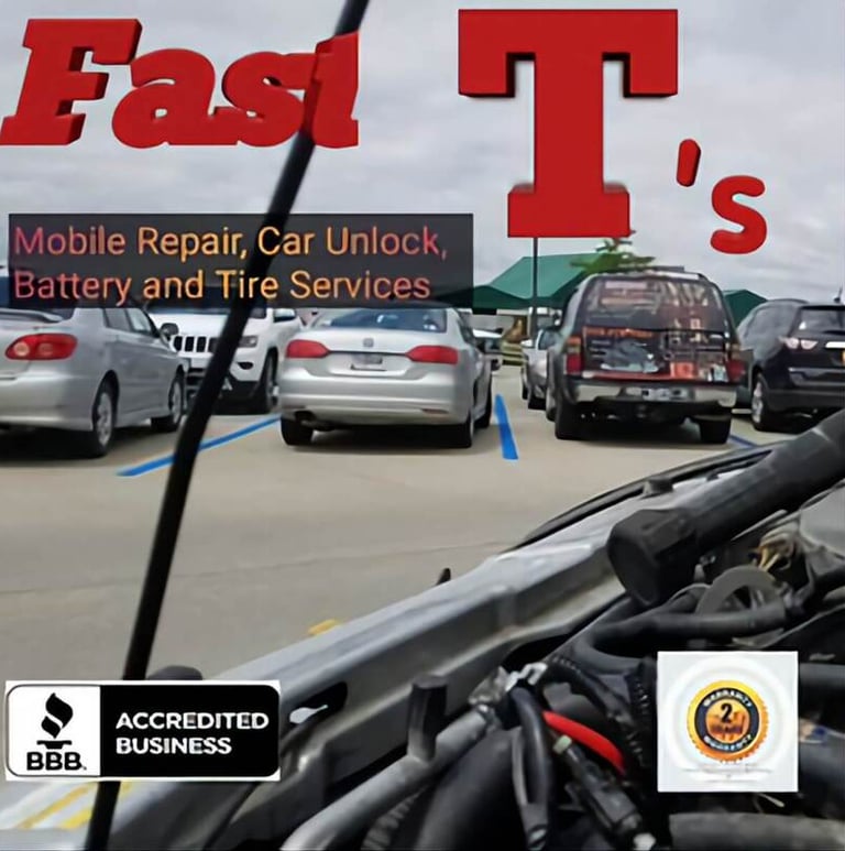Car with hood open being worked on by Fast T's in Waukee, IA. 50263