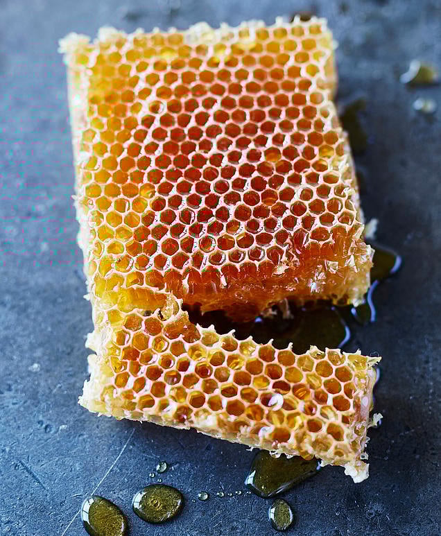 a honey comb filled with honey
