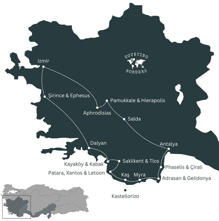 Reisroute West-Turkije