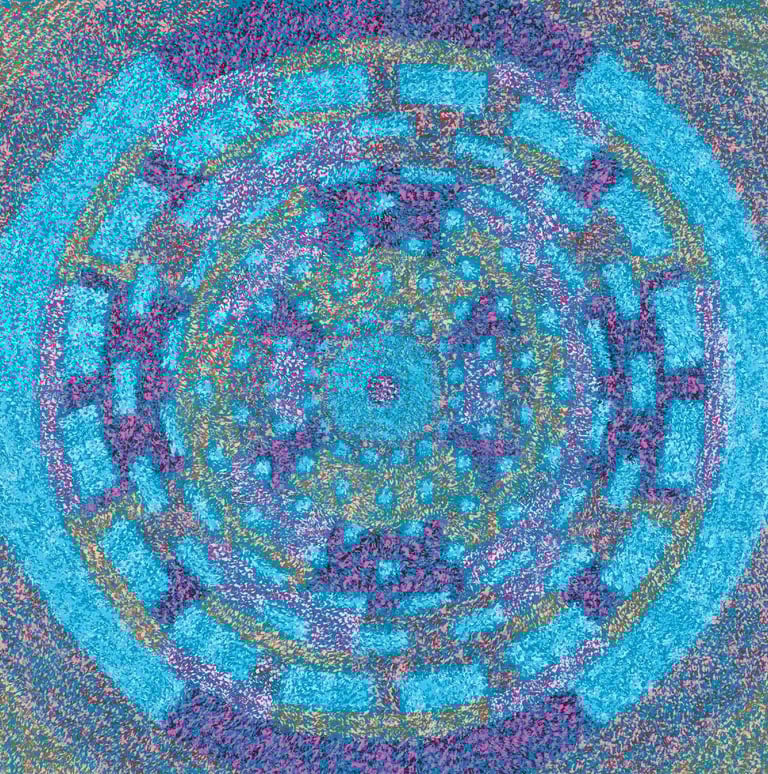 Mosaic spiral painting with optical illusion and meditative vibration – Chaotic Order collection